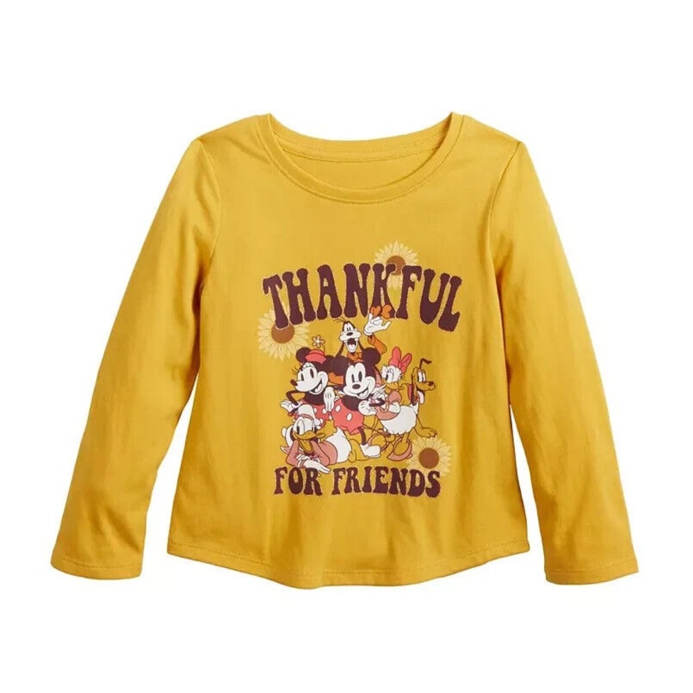 DISNEY MICKEY MOUSE & FRIENDS THANKFUL FOR FRIENDS GRAPHIC TEE Girls Size 6